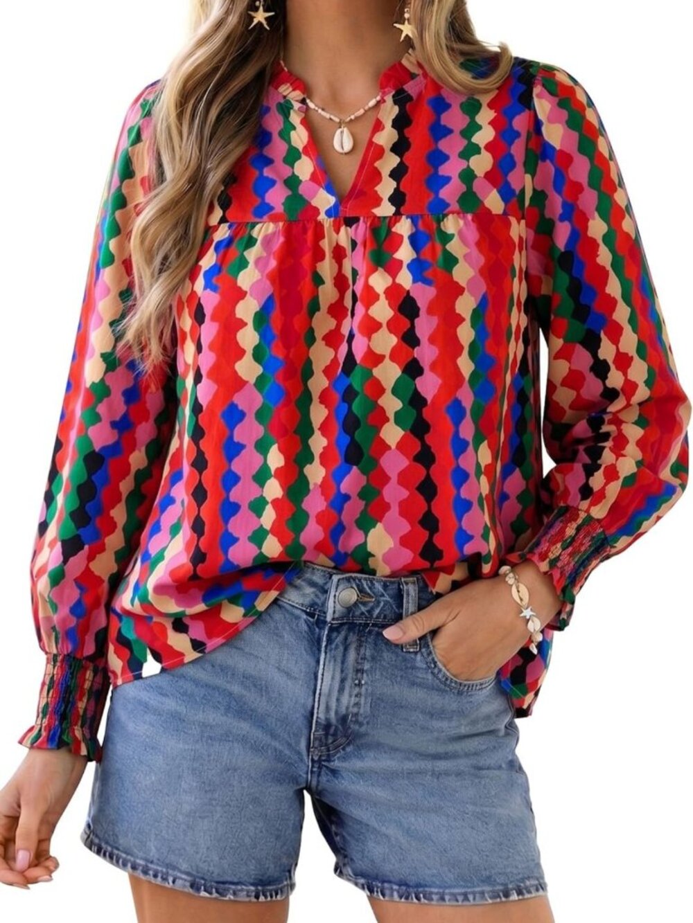 Boho Floral Blouse for Women | Dressy Casual Top | Trendy Summer Fashion